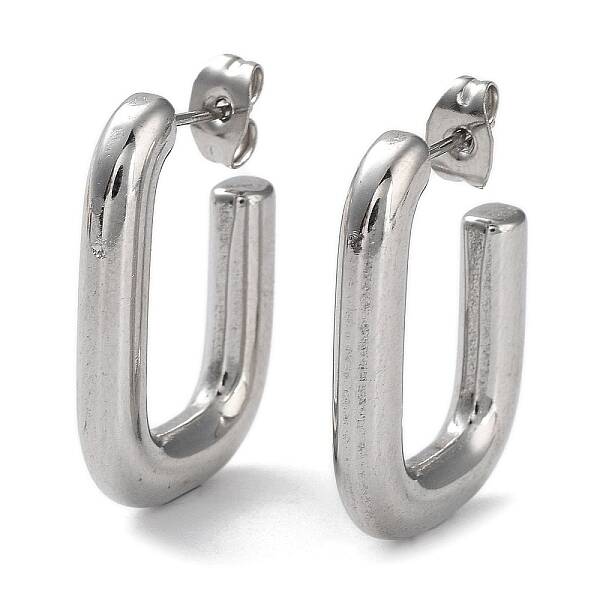 Non-Tarnish 304 Stainless Steel Rectangle Ear Studs for Women