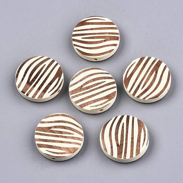 Painted Natural Wood Beads