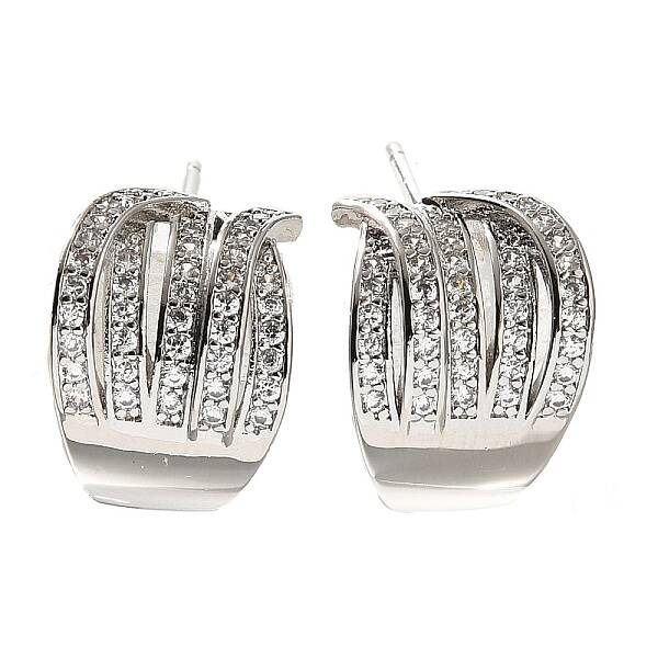 Brass Cubic Zirconia & Glass Stud Earrings