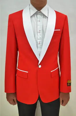 Dinner Jacket - Red/White - Mens Wholesale Blazers