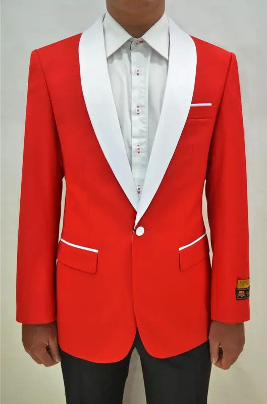 Dinner Jacket - Red/White - Mens Wholesale Blazers