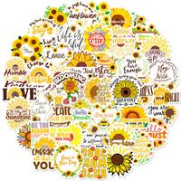 50pcs/Pack Sunflower Pattern Sticker, Cute Cartoon Sticker For Phone Case, Computer, Guitar, Bag, Water Cup, Scrapbook