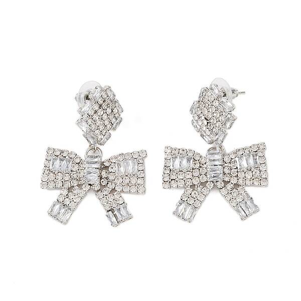 Brass Micro Pave Cubic Zirconia Stud Earrings