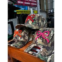 Camo Bow Embroidered Trucker Hat - Classic Design with Embroidered Detailing and Comfortable Fit