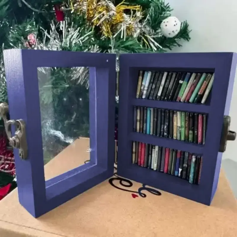 Miniature Wooden Bookshelf, 1 Count Handcrafted Mini Bookshelf with Mini Books, Book Display Cabinet, Bookcase Multipurpose, ...