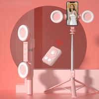 Selfie Stick, Retractable Phone Tripod with Dual Ring Light, Selfie Stick with BT Remote Control for Vlog, Camera Stabilizer,...