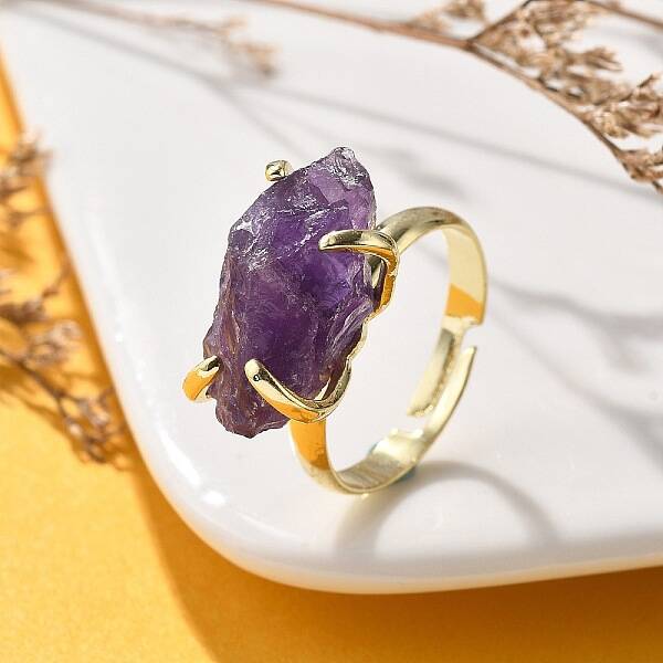 Natural Amethyst Finger Rings