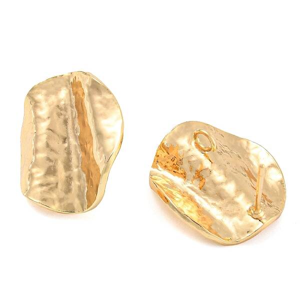 Brass Hammered Texture Stud Earring Finding