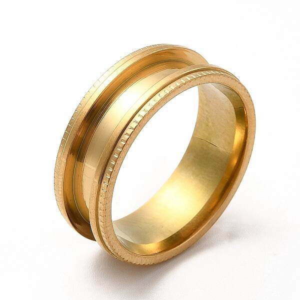 201 Stainless Steel Grooved Finger Ring Settings