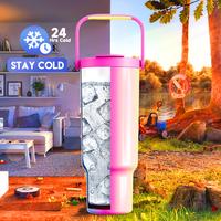 【MEOKY】  Large Capacity  Stainless Steel Handle Water Bottle, Replaceable handle, equipped with double mouth lid, built-i...