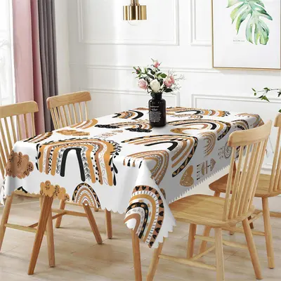 Brown Series Rainbow Leaves Rectangle Tablecloth - Aperturee