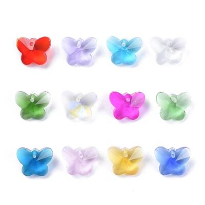 72Pcs 12 Colors Birthstone Charms Glass Pendants
