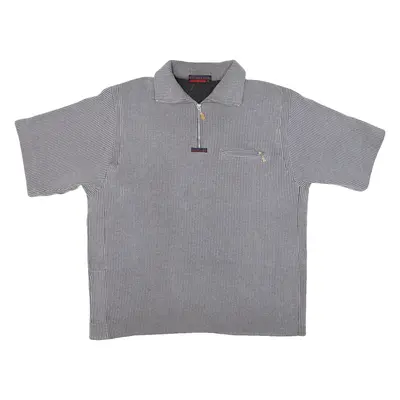 ENERGY BEST WEAR Mens Polo Shirt Grey Striped M