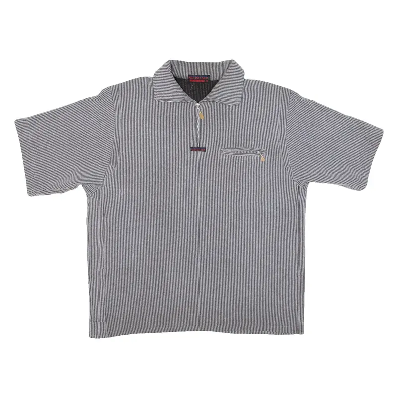 ENERGY BEST WEAR Mens Polo Shirt Grey Striped M