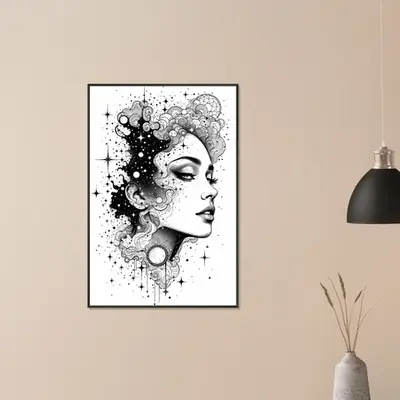 Celestial Muse - Cosmic Portrait Framed Art Print