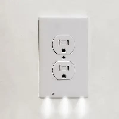 Dual Socket With Night Light, Wall Socket Wall Panel with Night Light, Built-In LED Night Light Wall Panel