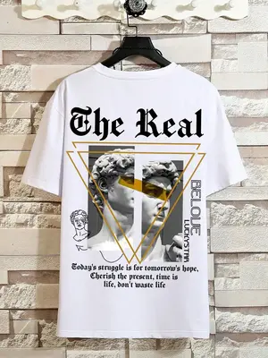 Men's Regular Fit Letter Graphic Round Neck Sleep Tee, Casual Comfy Short Sleeve T-shirt for All Seasons, Men's Sleepwear& L...