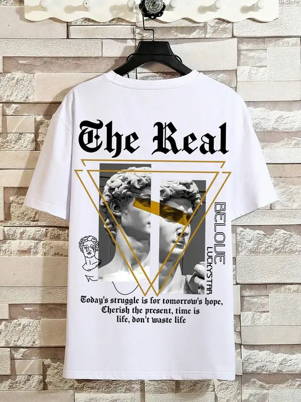 Men's Regular Fit Letter Graphic Round Neck Sleep Tee, Casual Comfy Short Sleeve T-shirt for All Seasons, Men's Sleepwear& L...