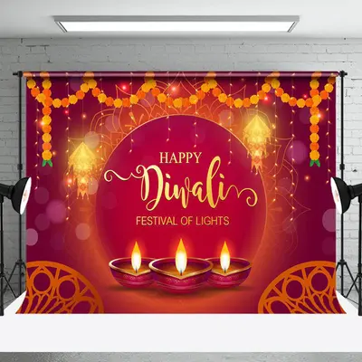 Bokeh Red Festive Of Lights Happy Diwali Backdrop - Aperturee