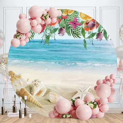 Floral And Shell On The Beach Circle Backdrop - Aperturee