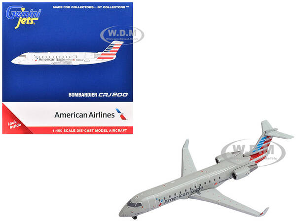 Bombardier CRJ200 Commercial Aircraft American Eagle - Air Wisconsin (N420AW) Gray with Red and Blue Tail 1/400 Diecast Mod...