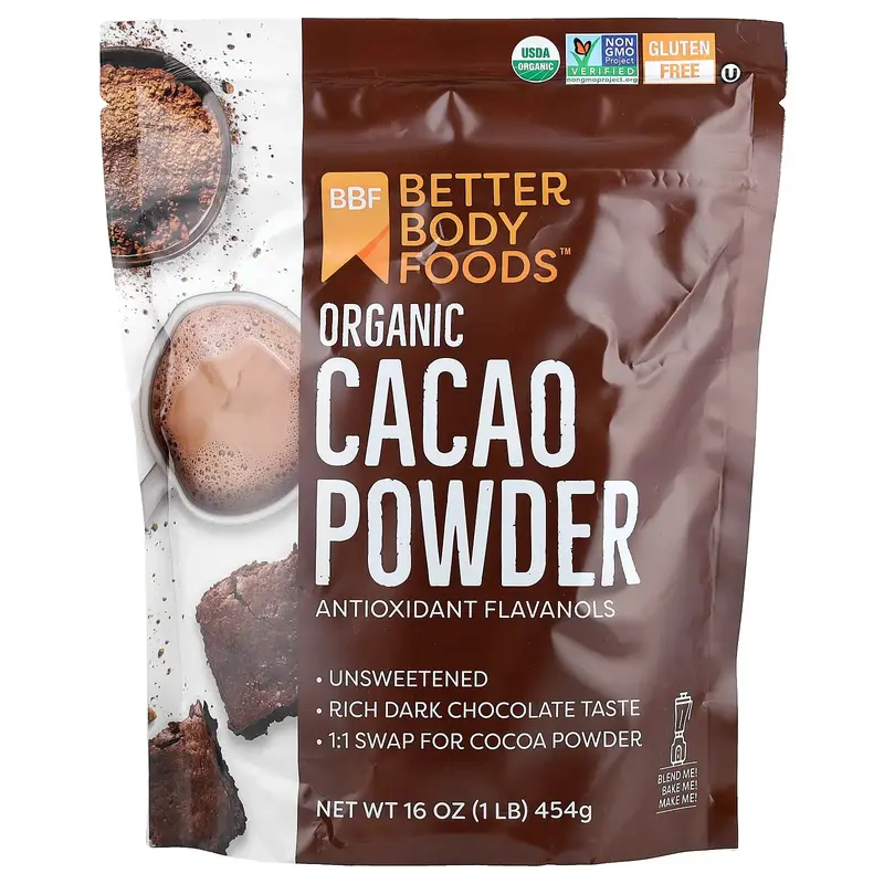 BetterBody Foods Organic Cacao Powder, 16 oz (454 g)