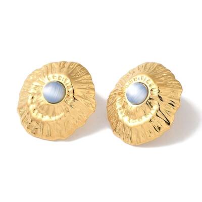 Golden Ion Plating(IP) 304 Stainless Steel Stud Earrings for Women