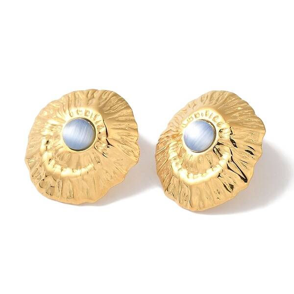 Golden Ion Plating(IP) 304 Stainless Steel Stud Earrings for Women