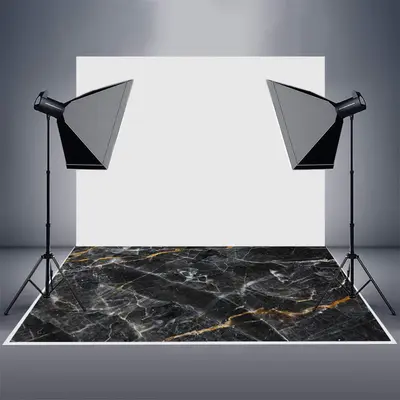 Classic Black Crack Marble Texture Rubber Floor Mat - Aperturee