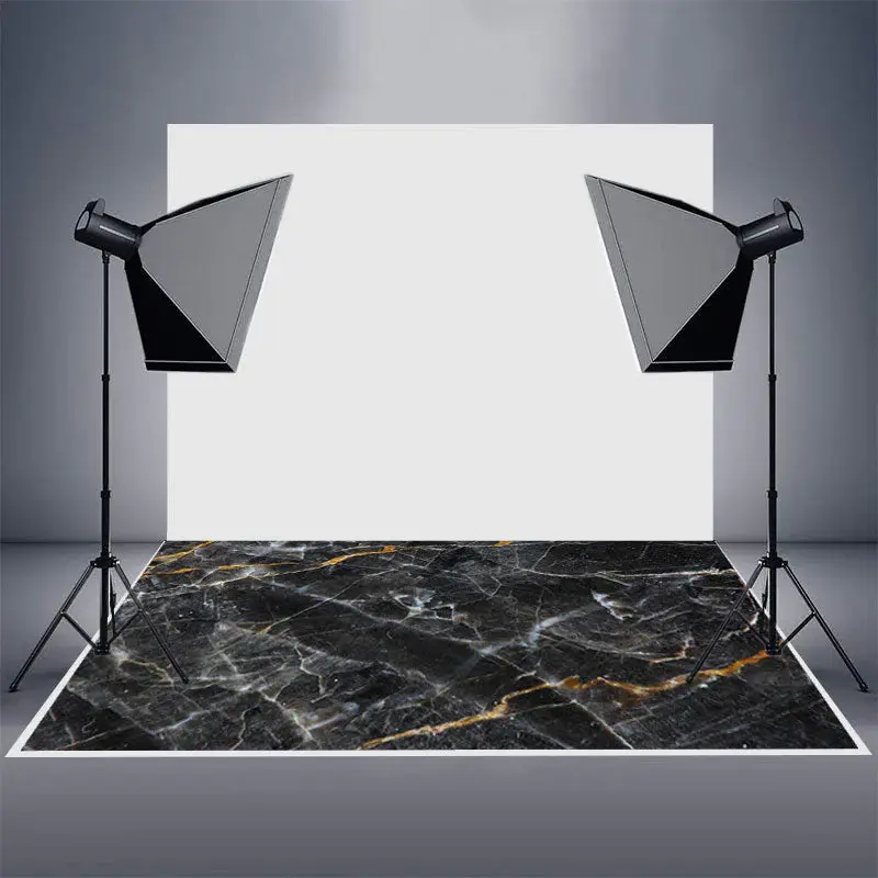 Classic Black Crack Marble Texture Rubber Floor Mat - Aperturee