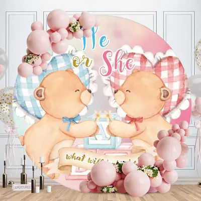 Aperturee What Will Baby Be Round Baby Shower Backdrop