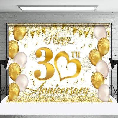 Aperturee Sparkling Gold Ribbons 30Th Anniversary Backdrop