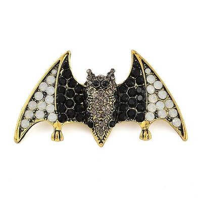 Bat Alloy Rhinestone Brooches