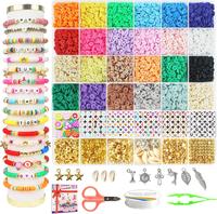 6800 pcs Clay Beads Bracelet Making Kit, Friendship Bracelet Kits Flat Beads for Jewelry Making, Polymer Heishi Set for Brace...