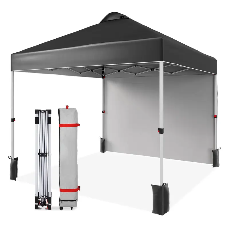 Garvee 10'x10' Pop-Up Patio Tent with Sidewalls Instant Commercial Canopy, Wind Tunnel Design, Includes Wheeled Bag, 4 Sandba...