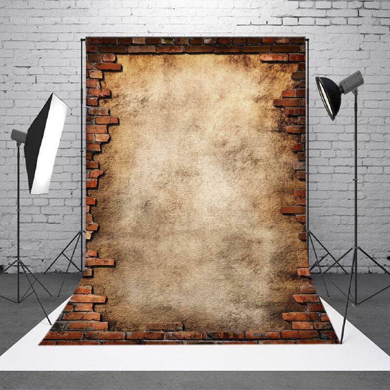 Grungy Retro Rural Brick Wall Photography Backdrop - Aperturee