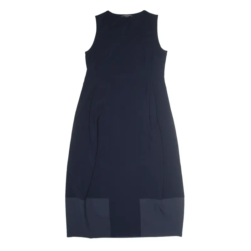 MARITHE GIRBAUD Tailored Shift Dress Blue Sleeveless Midi Womens UK 14