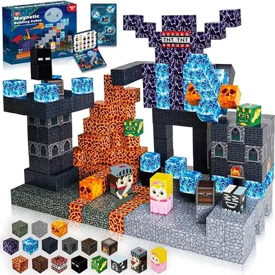 Magnetic Blocks-100PCS Build Magnetic Dark Castle Set - Magnetics Toys for Montessori Toddler Christmas Birthday Gifts - STEM...