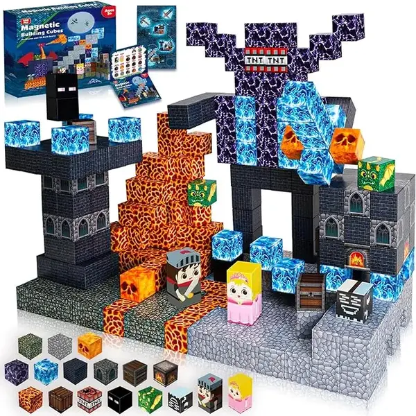 Magnetic Blocks-100PCS Build Magnetic Dark Castle Set - Magnetics Toys for Montessori Toddler Christmas Birthday Gifts - STEM...