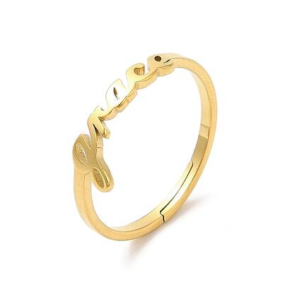 Ion Plating(IP) 304 Stainless Steel Word Frace Adjustable Ring