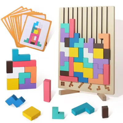 Wooden Stacking Puzzle Toy (1 Set), Educational Stacking Game Blocks, Montessori Children's Educational Puzzles Gift, Puzzle...