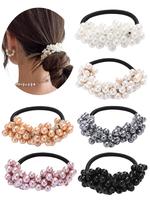 Faux Pearl Decorated Hair Tie, Casual Simple High Stretch All Match Hair Scrunchie for Women, Daily Use Clean Girl Outfit Hai...
