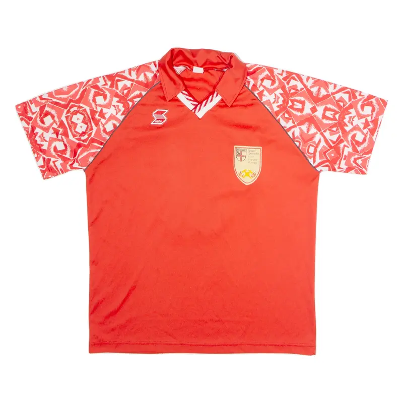 ABM Brissago #9 Mens Football Shirt Jersey Red 90s Collared XL