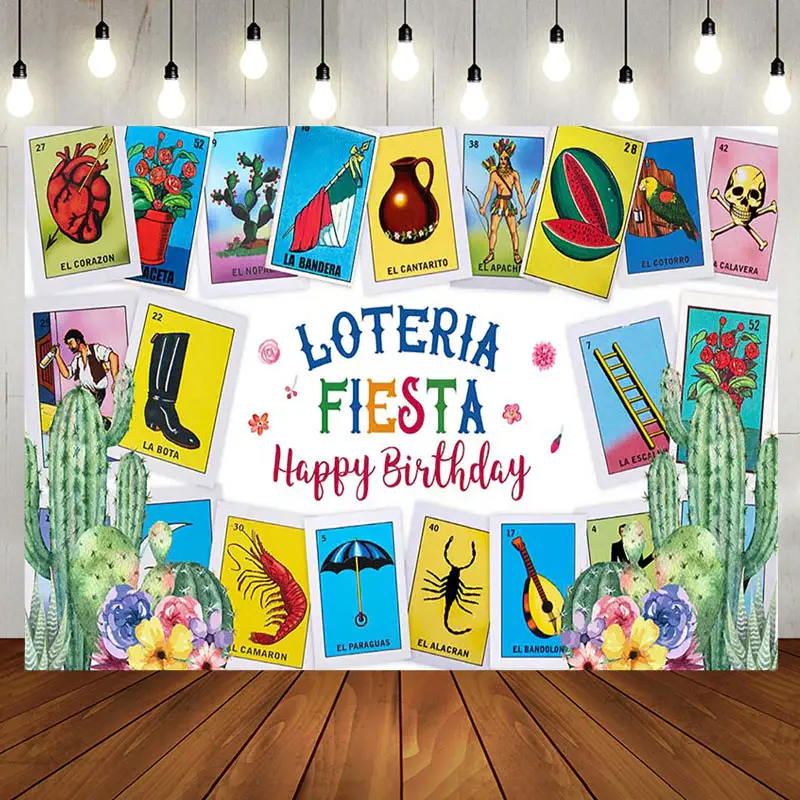 Aperturee Card Game Loteria Fiesta Happy Birthday Backdrop | Birthday Party Decorations | Simple Backdrop For Birthday | Birt...