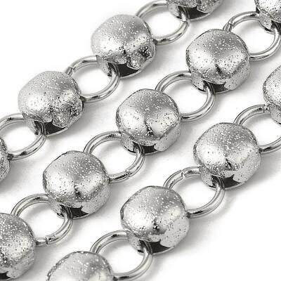 Non-Tarnish 304 Stainless Steel Texture Flat Round Link Chains