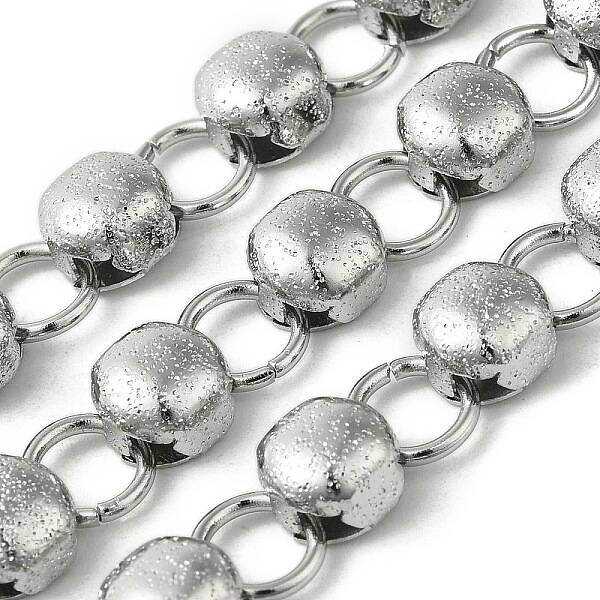 Non-Tarnish 304 Stainless Steel Texture Flat Round Link Chains