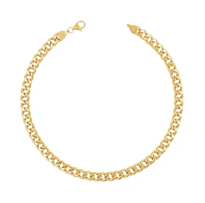 Sterling Silver with Yellow Gold Plated Miami Cuban Curb Link Anklet 5.5mm