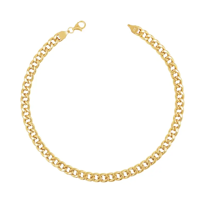 Sterling Silver with Yellow Gold Plated Miami Cuban Curb Link Anklet 5.5mm