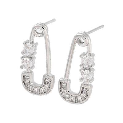 Safety Pins Shape Brass Stud Earrings