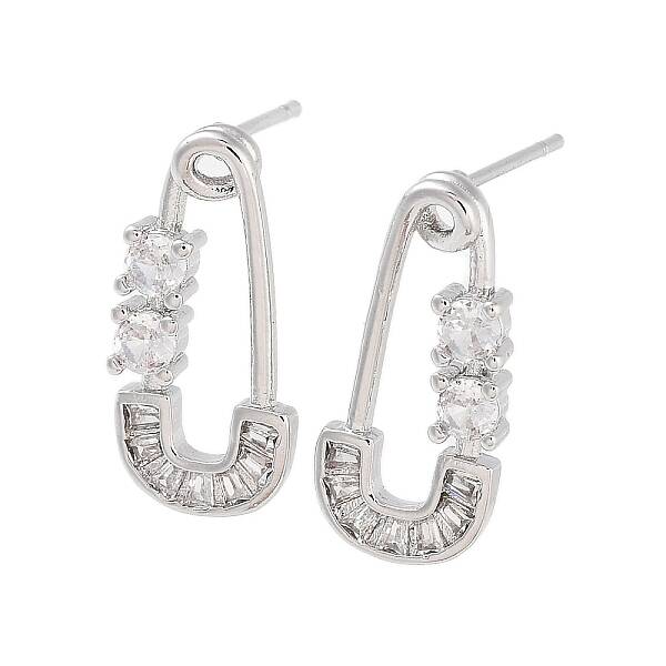 Safety Pins Shape Brass Stud Earrings